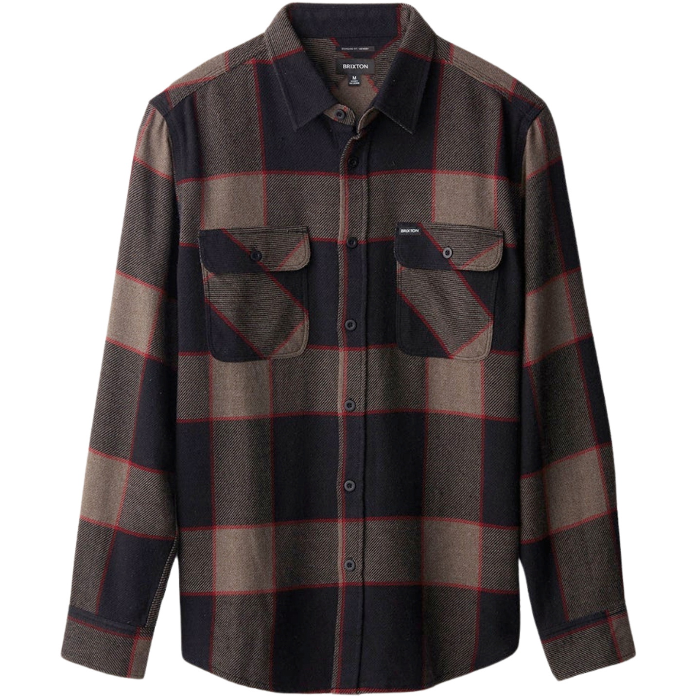 2026 Brixton Mens Bowery Flannel 01213 - Heather Grey / Charcoal
